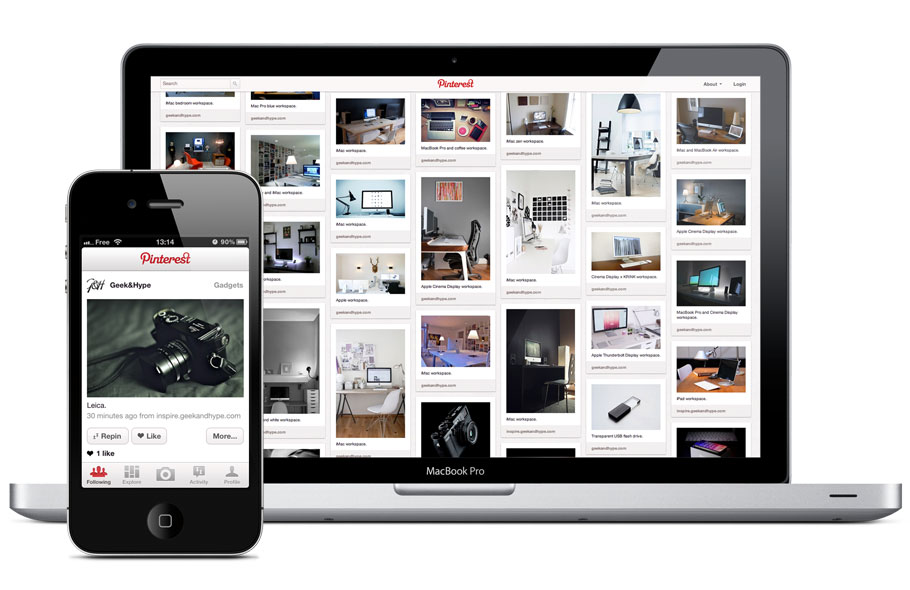 Pinterest on desktop and on smartphone