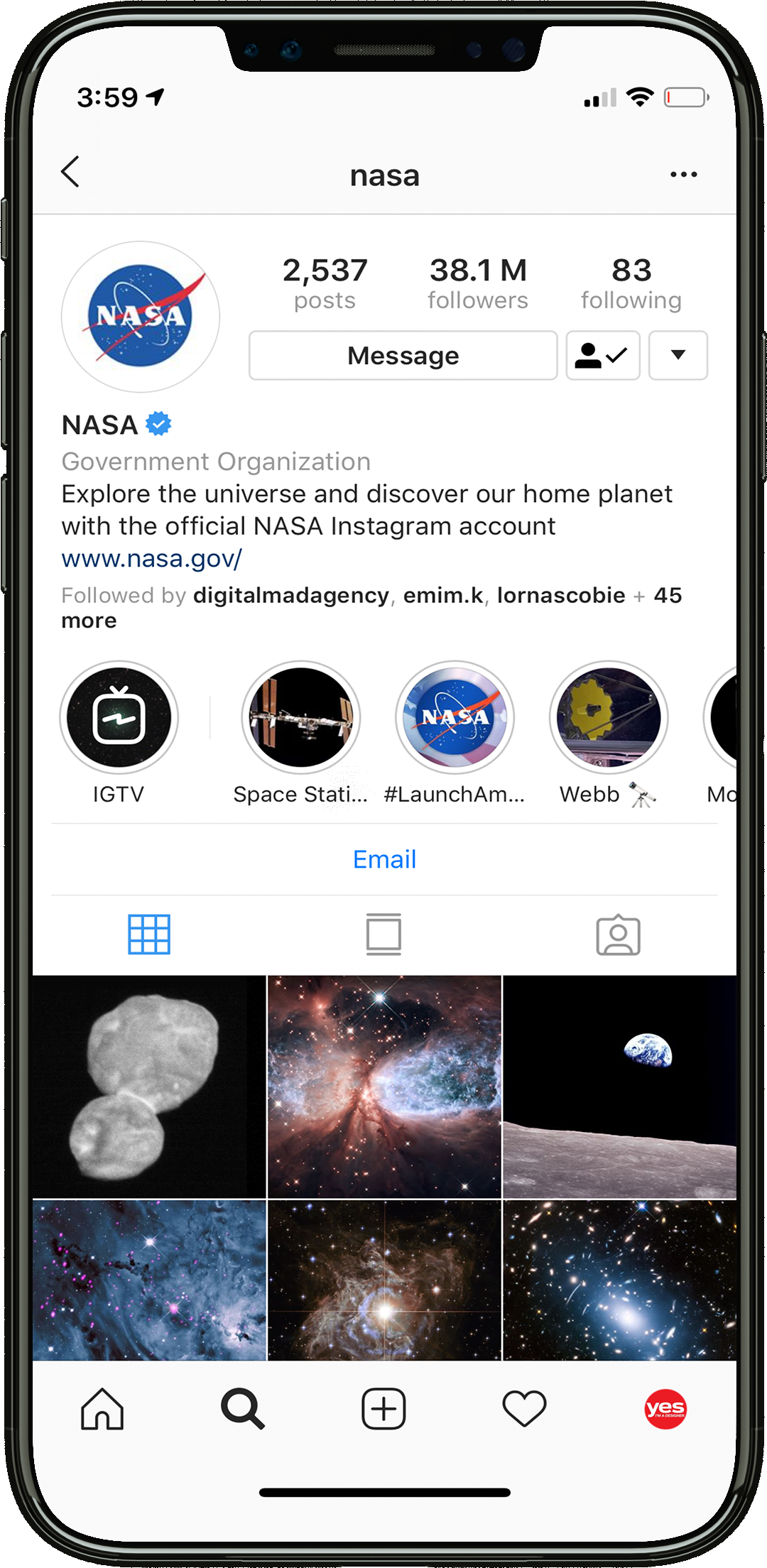 instagram account NASA inspiration 